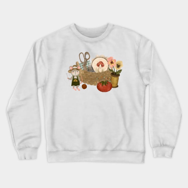 sewing mouse Crewneck Sweatshirt by annyamarttinen